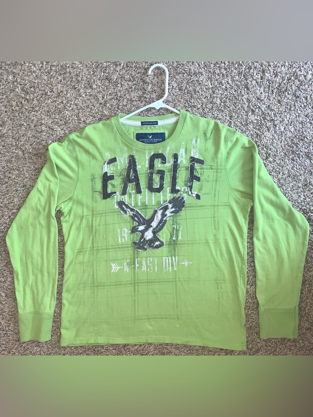 American Eagle Vintage Green Eagle Graphic Long Sleeve Shirt